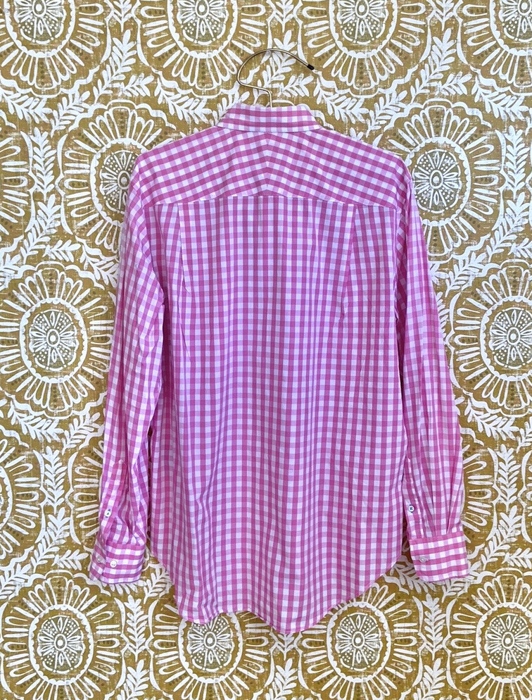 J. McLaughlin Men’s Carnegie Regular Fit Gingham Pink/White Button Down