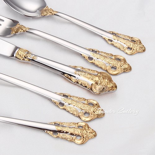 Dinnerware Cutlery Set Steak Knife Fork Spoon Engraved Stainless Steel Dessert S - Picture 19 of 28