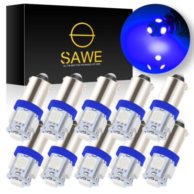 10 x SAWE Blue T11 BA9S T4W H6W 1895 57 5-SMD LED Light Bulb Lamp for Dome Map