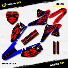 Red Black & Blue Slick Racing Graphics Kit fits 08-22 Suzuki DRZ125 DRZ 125