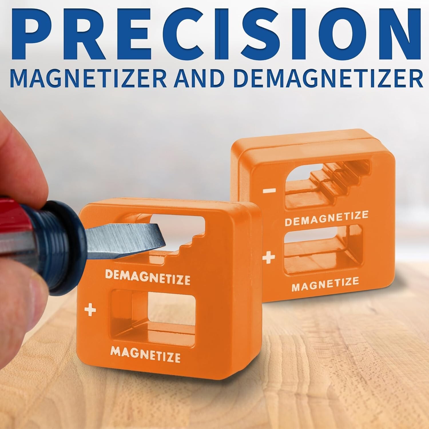 Demagnetizer and Magnetizer - Orange - for Screwdrivers Tips, Screws, Drill Bits