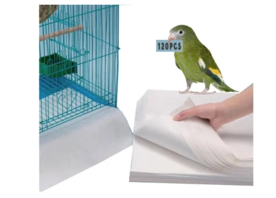 GEORGLASKO_8 Bird Cage Paper Liners Fecal Absorbent Pan Tray Cages Parrot Pet Pad Mat 120 Pc