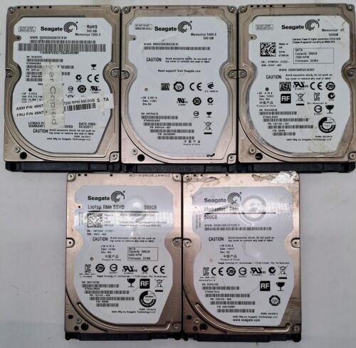 Lot of 5 Seagate 500G Hard Drive 2.5"SATA different brands check the description
