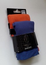 VERTIGO LOT DE 2 PAIRES DE COLLANTS FINS OPAQUES FILLE ORANGE ET BLEU