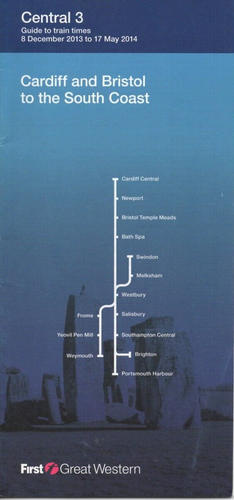 FIRST GREAT WESTERN TRAIN TIMETABLE - CARDIFF-BRISTOL-SOUTH COAST - DEC ...