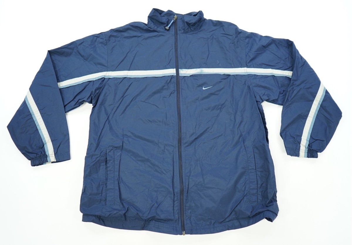 Rare Vintage NIKE Swoosh Striped Full Zip Cotton Lined Jacket