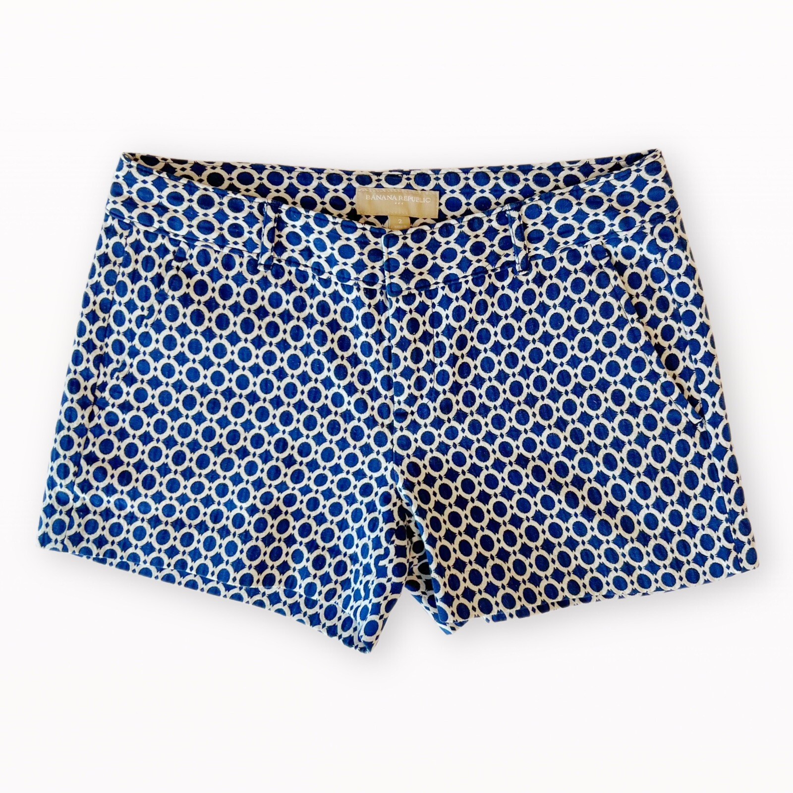 Banana Republic Navy + White Geometric Print Shorts Size 2