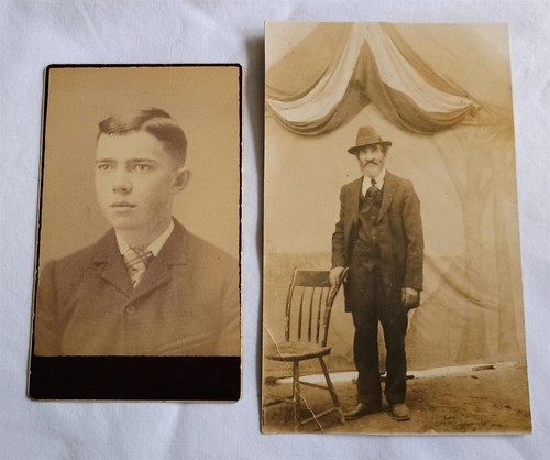 Lotto foto d'epoca Tintype, CDV, cianotipo, cartolina RPPC, snapshot ecc antiche - Foto 8 di 12
