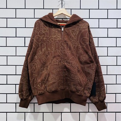 PLEASURES SIGNAL ZIP UP HOODIE BROWN