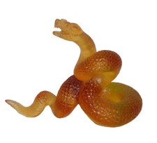 Daum Crystal Pate De Verre ~ Amber Snake Figurine ~ Serpent Paperweight