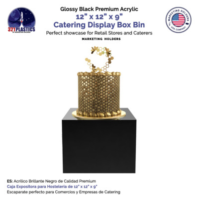 5 Sided Display Cube Pedestal Art Sculpture Stand 12'' x 12'' x 9'' in Black