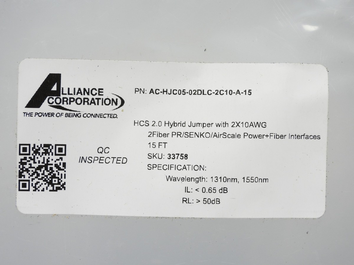 Alliance 15' HCS 2.0 Hybrid Jumper with 2XAWG 2Fiber PR/SENKO