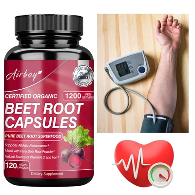 AIRBOY Bio Rote Beete Kapseln 1200mg - Gesunder Kreislauf, gentechnikfrei, Glutenfrei