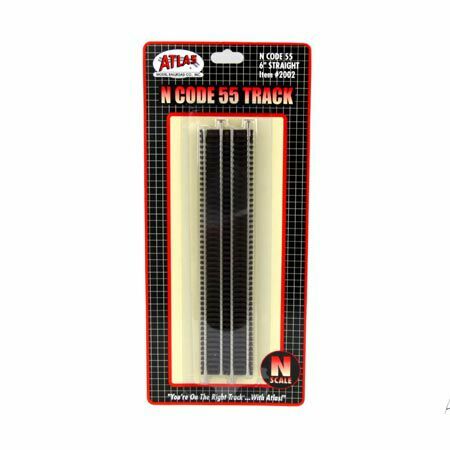 Atlas 2002 N-Scale Code-55 6" Straight Track (6) Nickel Silver & Brown Ties - Picture 1 of 1