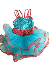 Weissman Child Size SC Girls Blue  Red Sequin Tutu Dance Jazz Pageant Costume