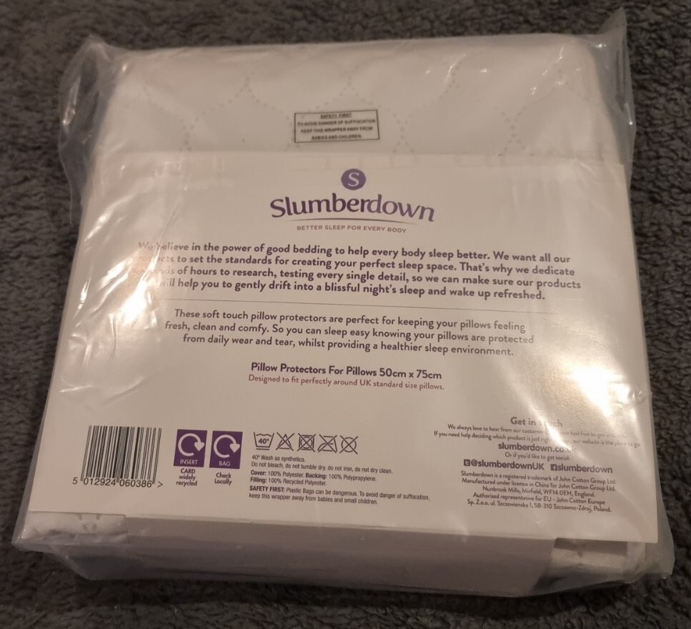 Slumberdown Cosy Nights Pillow Protector 2 Pack for sale online eBay