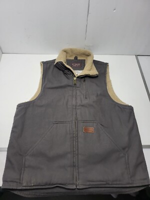 Forge Vest Mens Grey Canvas Sherpa Lined Full Zip Ranch Work Wear