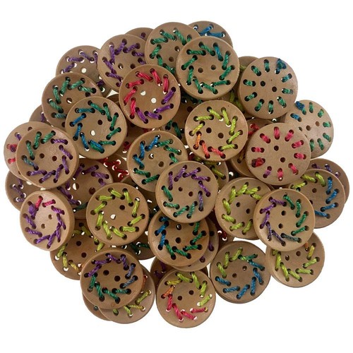 30Pcs Natural Wooden Buttons 2-Hole Handmade Thread Button Knitting Accessories - Imagen 7 de 12