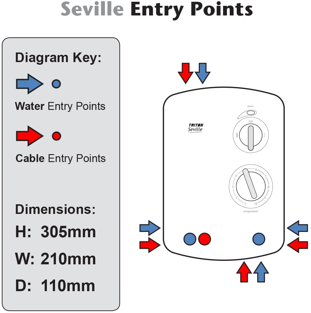 Electric Shower Triton Seville 8.5kw MOSV08SG 5 Spray Patterns for sale