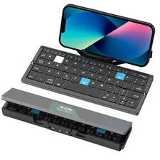 Mini Foldable Aluminum Alloy Keyboard with Magnetic Stand for Tablet iPad Phone