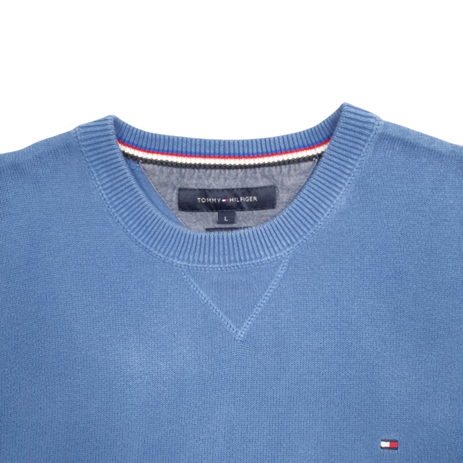 TOMMY HILFIGER V Neck Knit Jumper Sweatshirt Mens L image 2