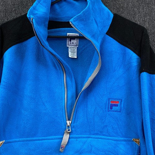 FILA Ski Fleece Pullover Jacket 1/2 Zip Blue Mens Small Vintage 90s Anorak Pouch - Picture 4 of 10