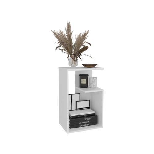 25" High 3 Tier Side Table Black White Natural Oak - Picture 46 of 117