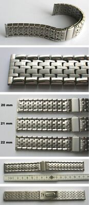 EDELSTAHLUHRBAND mit Faltschließe Elegant Massivoptik Auswahl: 20 mm 21 mm 22 mm