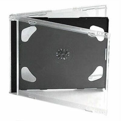 10 Standard 10.4mm Double Clear CD DVD Jewel Cases Black Tray Hold 2 ...