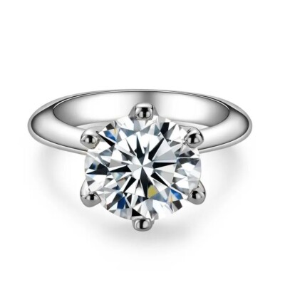 2ct Ring Solitaire Diamond Test Pass Round Lab-Created VVS1/D/Excellent US:10