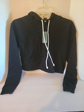 New With Tags WILD FABLE Cropped Hooded Sweatshirt Pullover Black - Size Small
