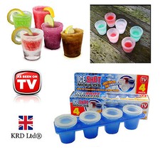 4 Pack Ice Shot Glasses Reusable  Frozen Ice Shot Glass Mould Cube Maker Set