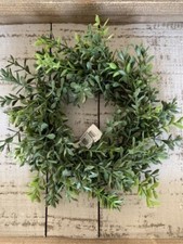 New England Boxwood Candle Ring Wreath - Faux 7 Farmhouse Decor