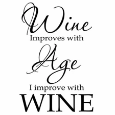 Vinyl Decal Wall Decor - Wine Improves with Age, I Improve with Wine