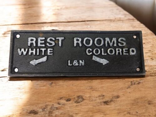 Original Cast Iron L&N Segregation Restroom Sign Nashville TN 1929 Collectible