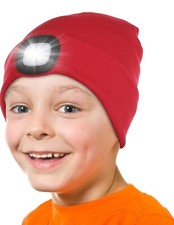 Kids Boys Girls Beanie Warm Hat With Light LED USB Rechargeable Headlight Winter
