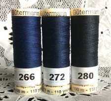 3 NEW different Dark Blue colors GUTERMANN 100 polyester thread 110 yard spools