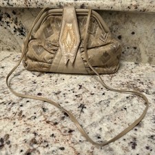 Venetto By Ami Kahn Made In USA Snakeskin Lambskin & Tapestry Purse Handbag