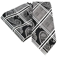 Tie Pocket Square Set Grey and Black Patterned Handmade Mens Wedding