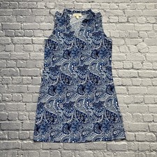 Michael Kors Womens M Blue Paisley Ruffle Accent Dress Sleeveless Stretch