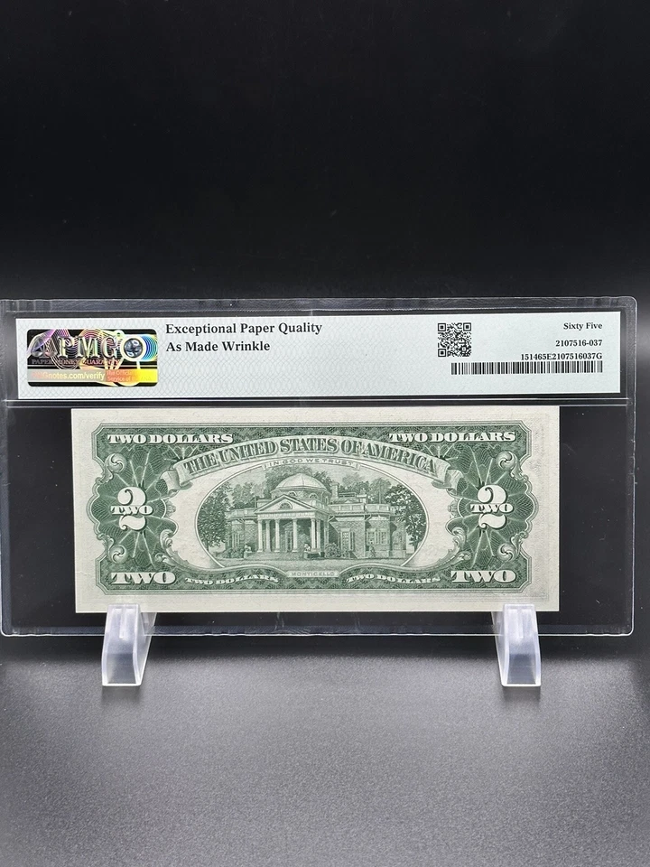 1963 A- $2 Dollars Bill Very Nice Bill PMG #65. - Image 2 of 2