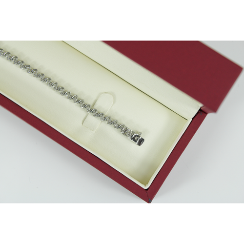 White Gold Finish created Diamond Small S Design Tennis Bracelet With Gift Box - Picture 7 of 7