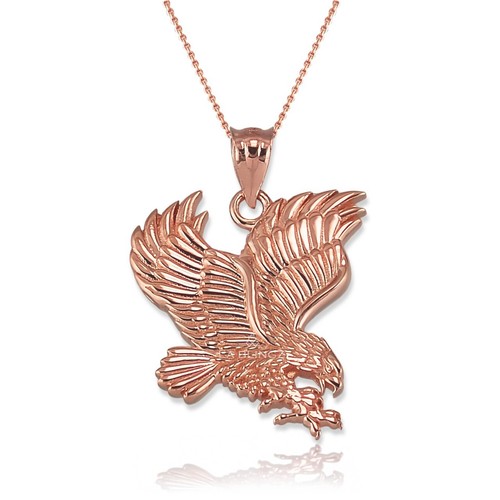 Solid Gold American Eagle Pendant Necklace – 10K & 14K Yellow, White, Rose Gold - Picture 21 of 23