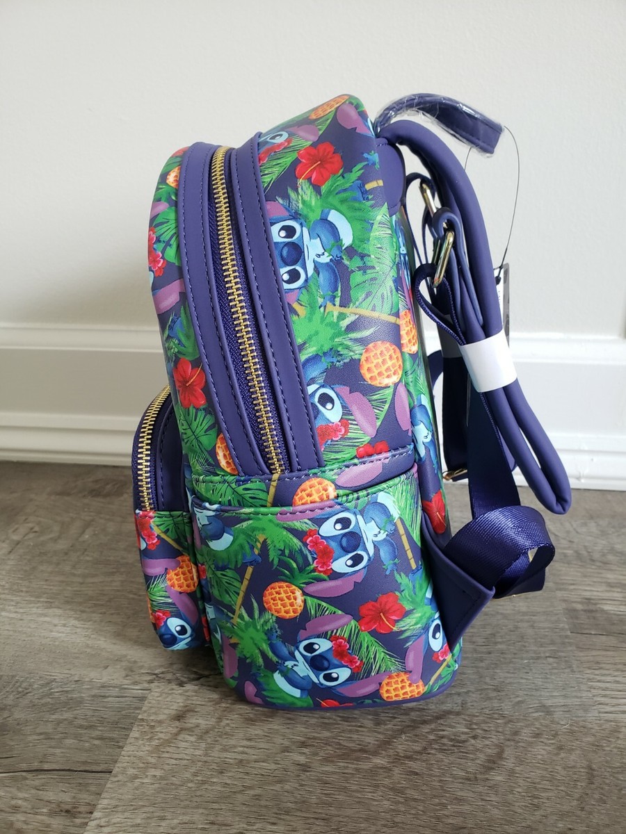Disney Loungefly Lilo & Stitch Tropical Leaves Mini Backpack LE 600 Amazon.com | Disney Lilo & Stitch Blue Tropical Leaves Mini  main image 2