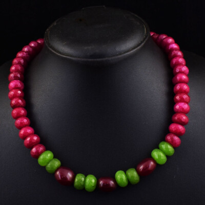 Handgefertigte 543 kt natürlicher Onyx & Granat facettierte Perlen Damen Halskette JK 26E396