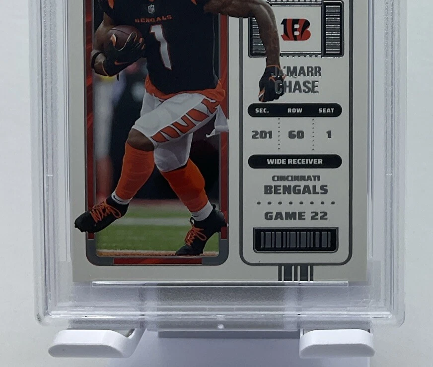 JaMarr Chase PSA 9 - 2022 Panini Contenders Season Ticket -Bengals, LSU, 7-11 - Image 3 of 4
