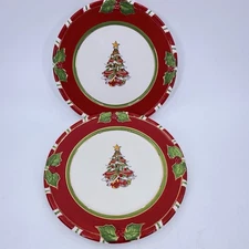 2 CHRISTOPHER RADKO LETTERS TO SANTA Home For The Holidays Dinner Plates 11"