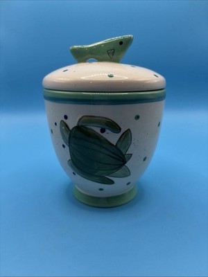 Blue Sky Clayworks Diane Leatherback Turtle Lidded Jar Sugar Bowl Trinket Dish