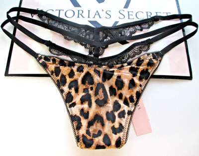VICTORIA'S SECRET VERY SEXY V-String Thong Panty S M L XL Leopard Cutout Strappy