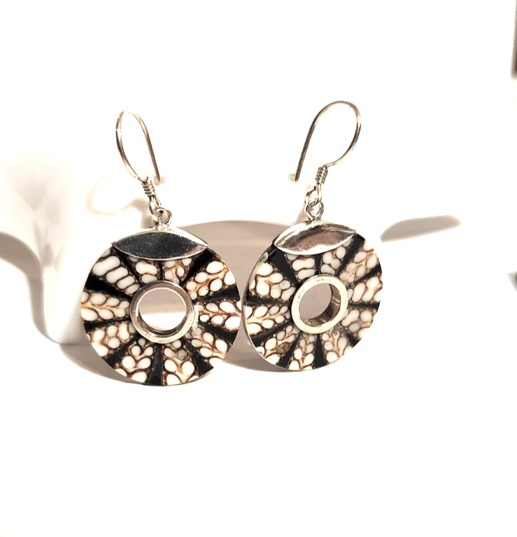 sterling silver 925 designed circular earrings st… - image 1